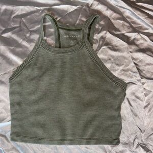 Sage Green Cropped Waffle Knit Tank